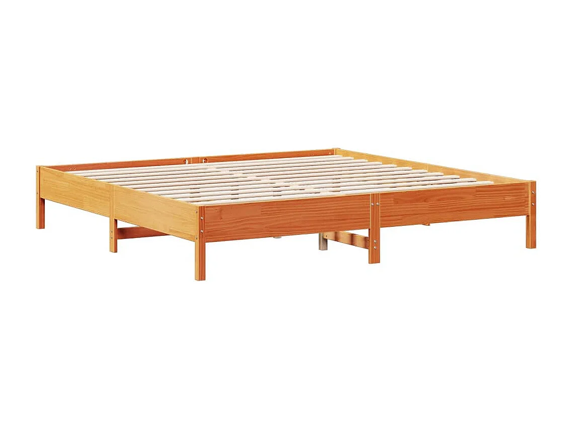 Cama con estantería sin colchón madera maciza marrón 200x200 cm