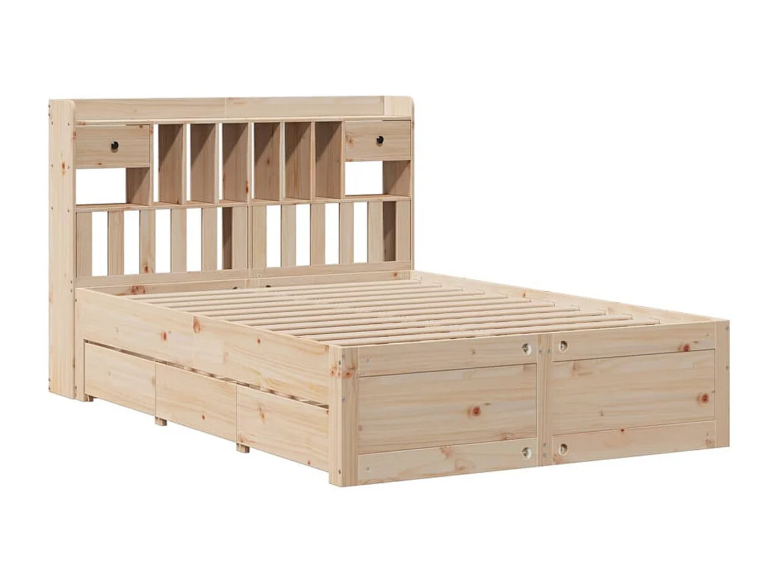 Cama con estantería sin colchón madera maciza de pino 150x200cm