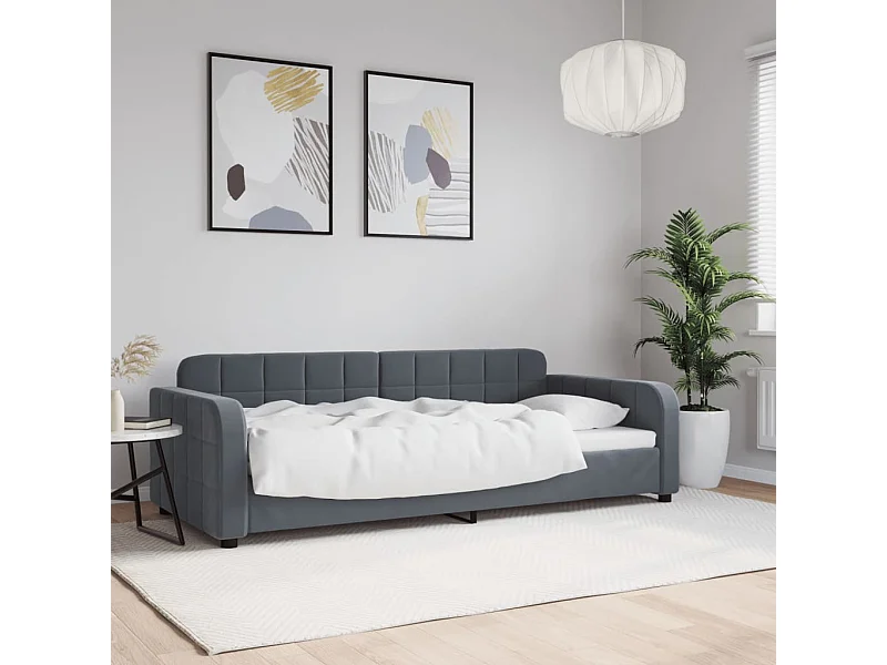 Sofá-cama 90x200 cm veludo cinzento-escuro
