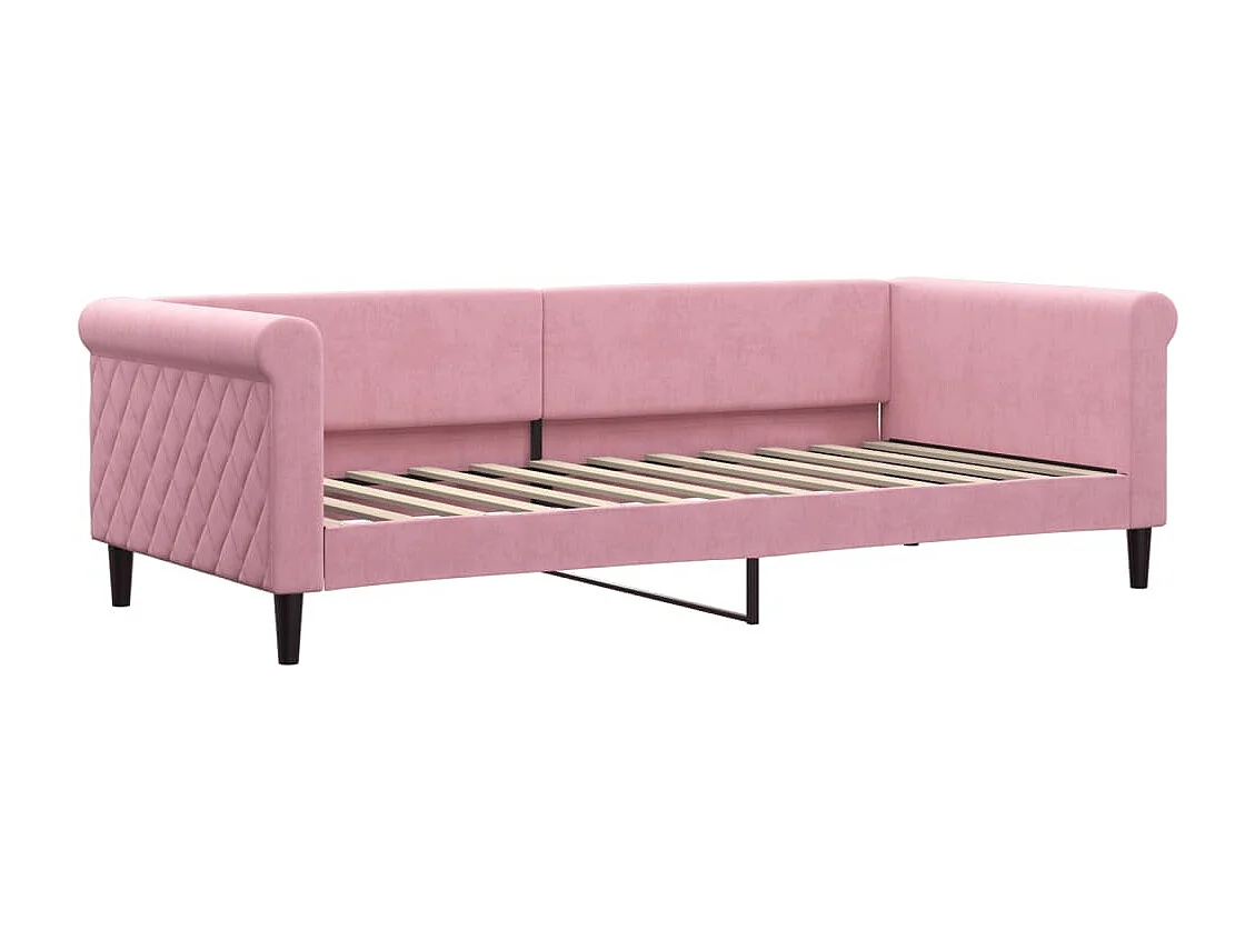 Sofá-cama com colchão 90x200 cm veludo rosa