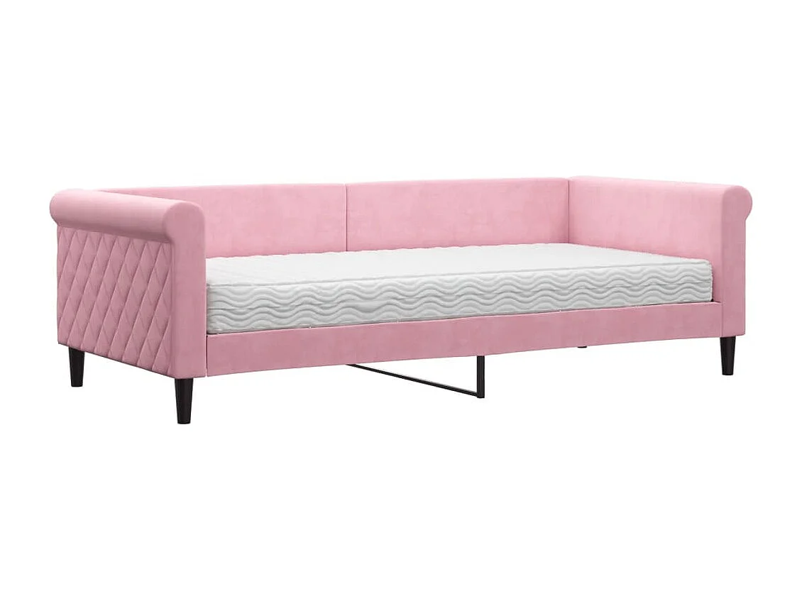 Slaapbank met matras 90x200 cm fluweel roze
