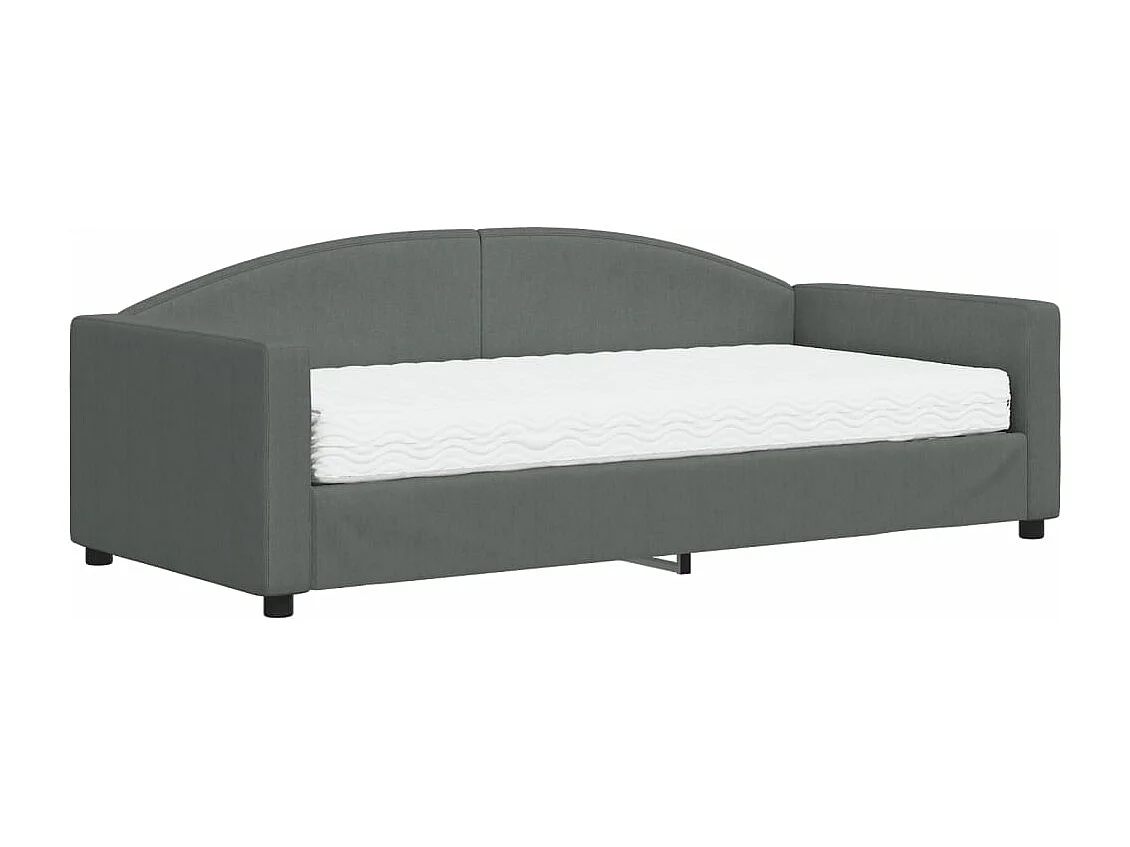 Sofá-cama com colchão 90x190 cm tecido cinzento-escuro