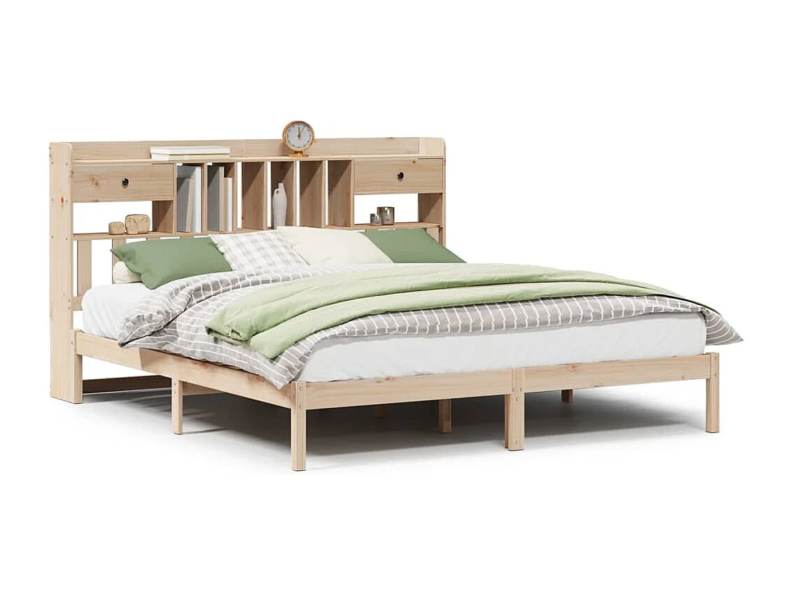 Bed met boekenkastukkenzonder matras massief grenenhout 180x200 cm