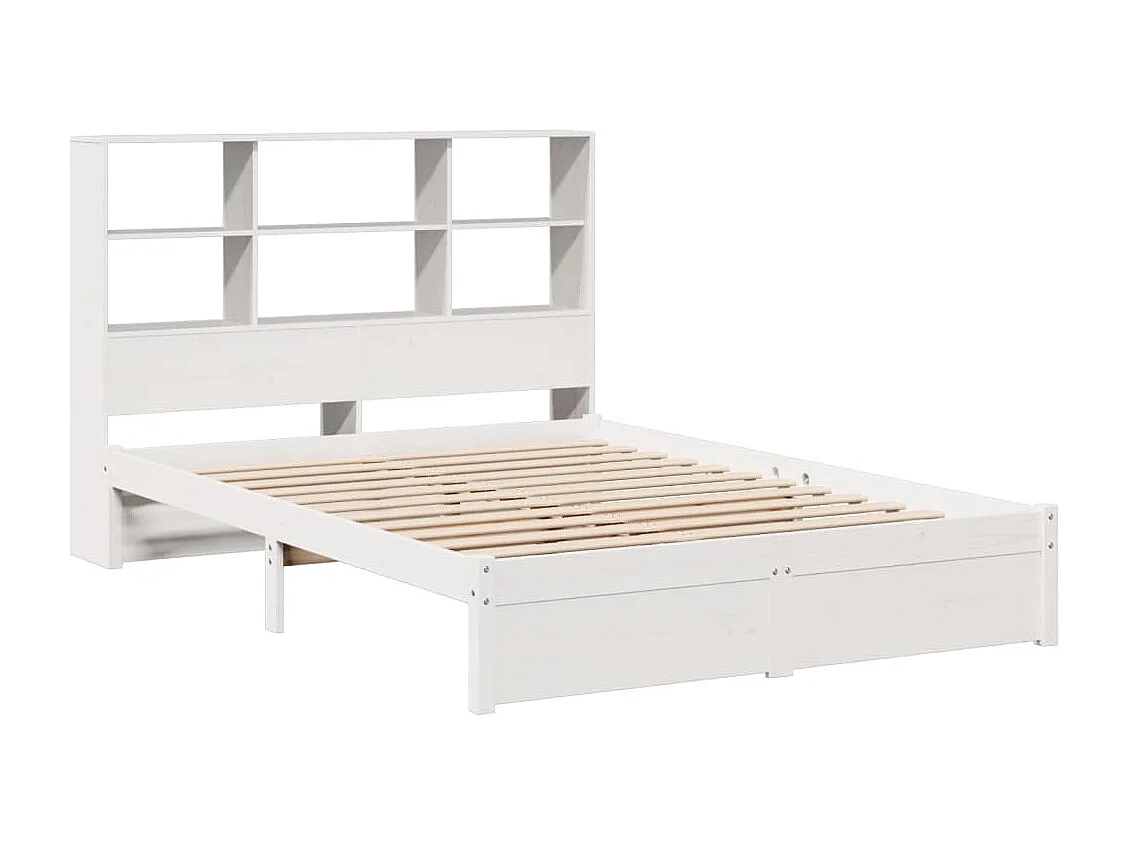 Bed met boekenkastukkenzonder matras grenenhout wit 120x200 cm