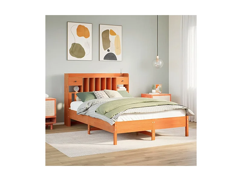 Cama com estante sem colchão 150x200 cm pinho maciço