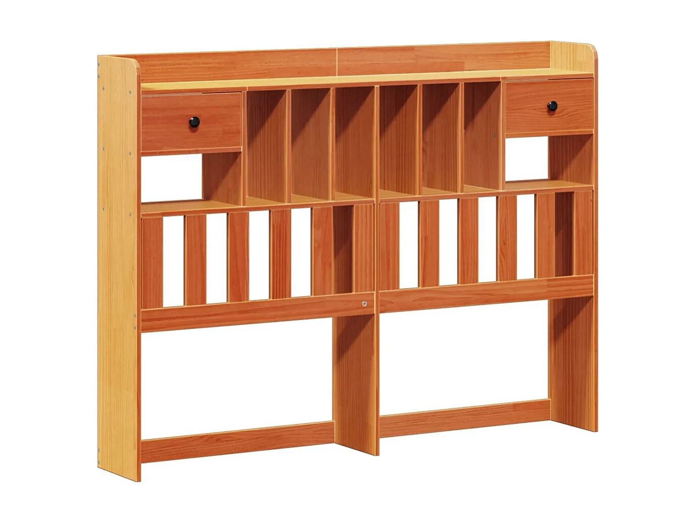 Bed met boekenkast zonder matras grenenhout wasbruin 150x200 cm