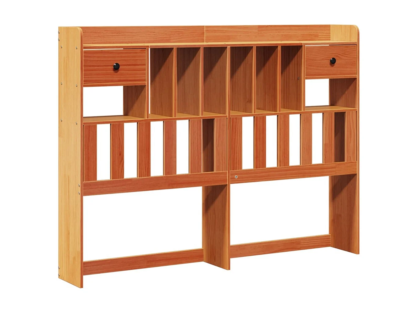 Bed met boekenkast zonder matras grenenhout wasbruin 160x200 cm