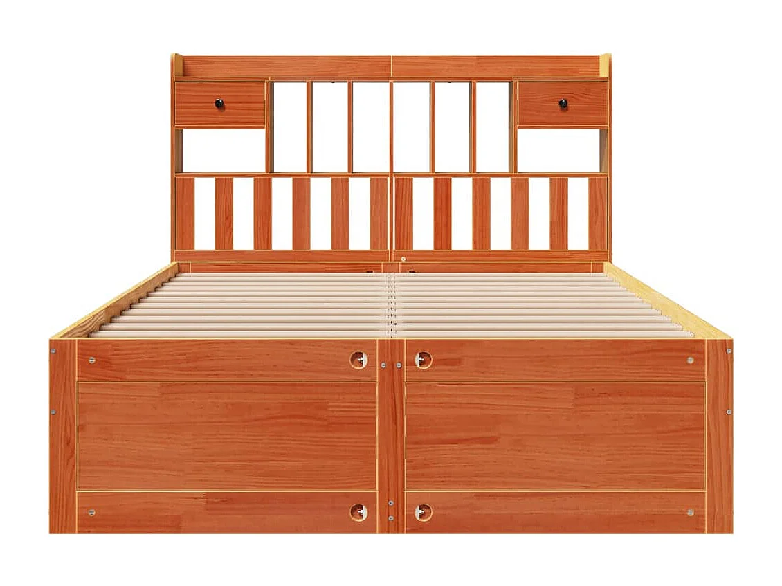 Bed met boekenkast zonder matras grenenhout wasbruin 160x200 cm