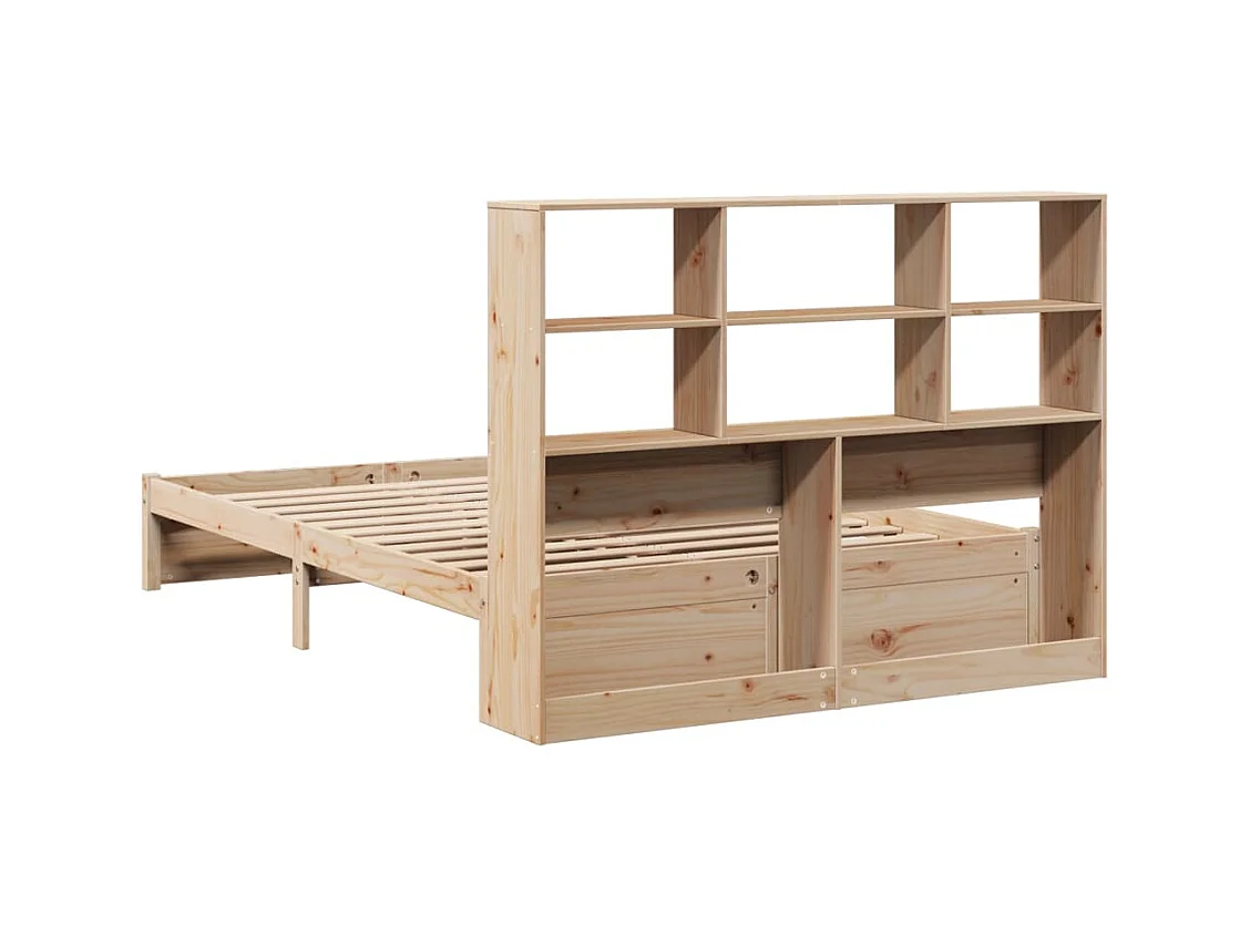 Cama con estantería sin colchón madera maciza de pino 120x200cm