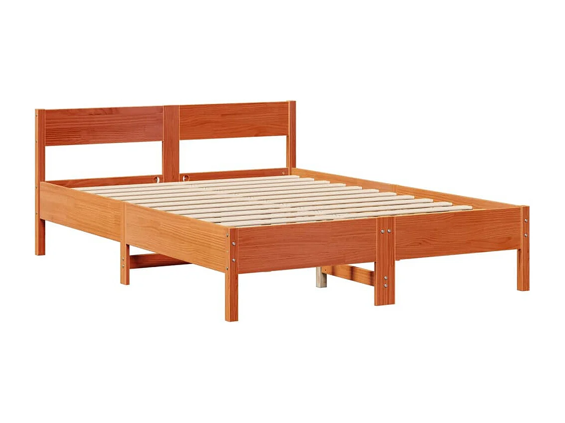 Cama con estantería sin colchón madera maciza marrón 120x190 cm