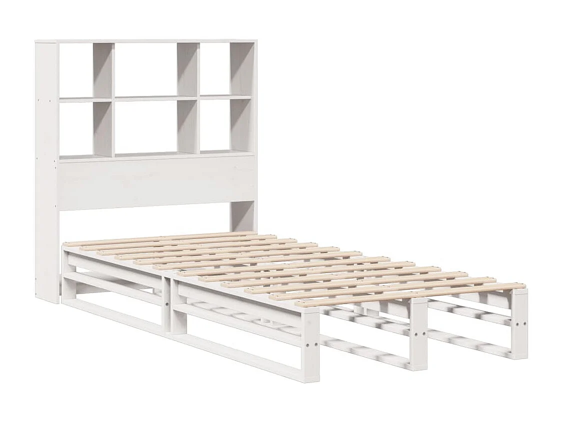 Bed met boekenkastukkenzonder matras massief hout wit 90x190 cm