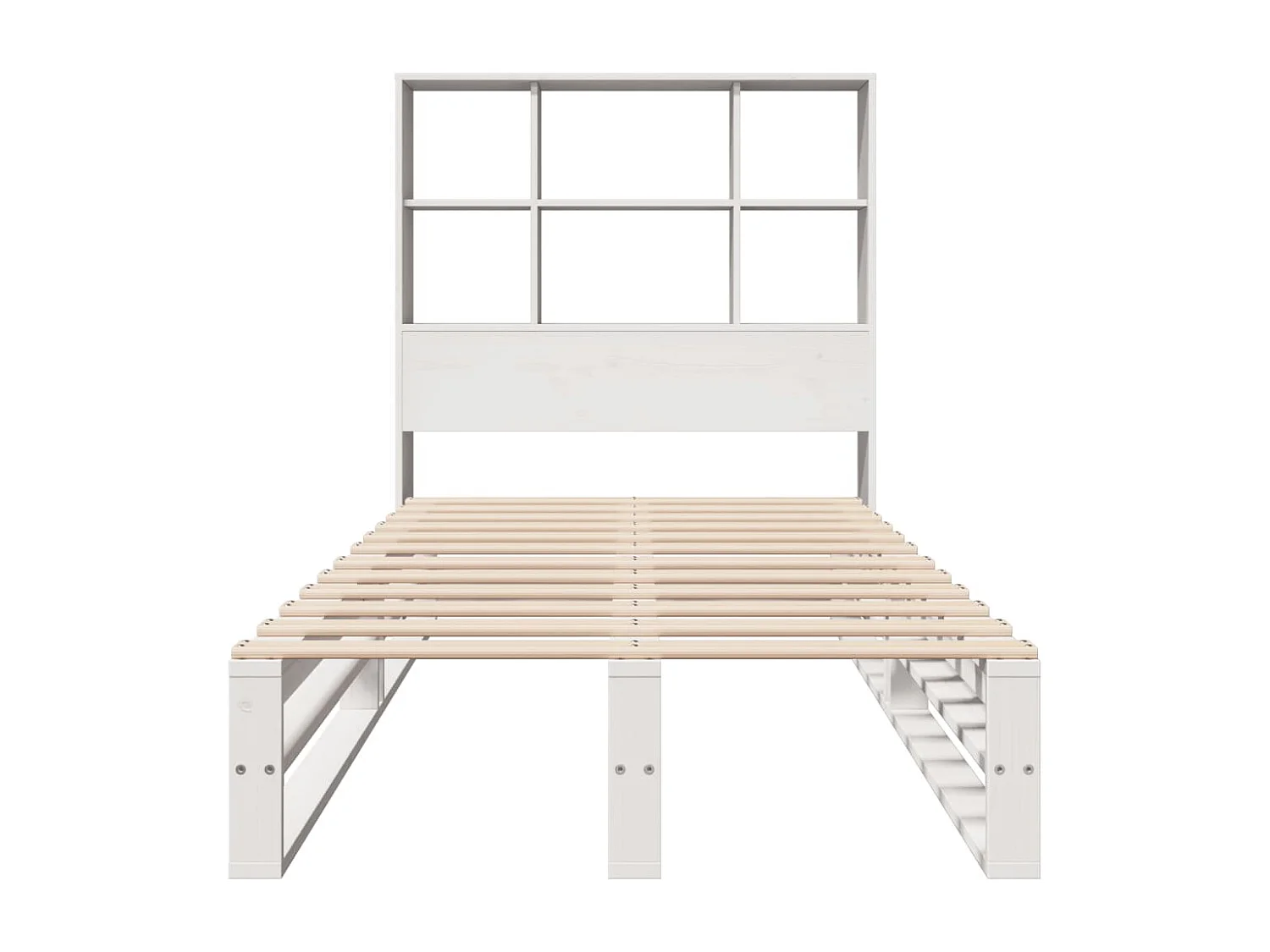 Bed met boekenkastukkenzonder matras massief hout wit 90x190 cm