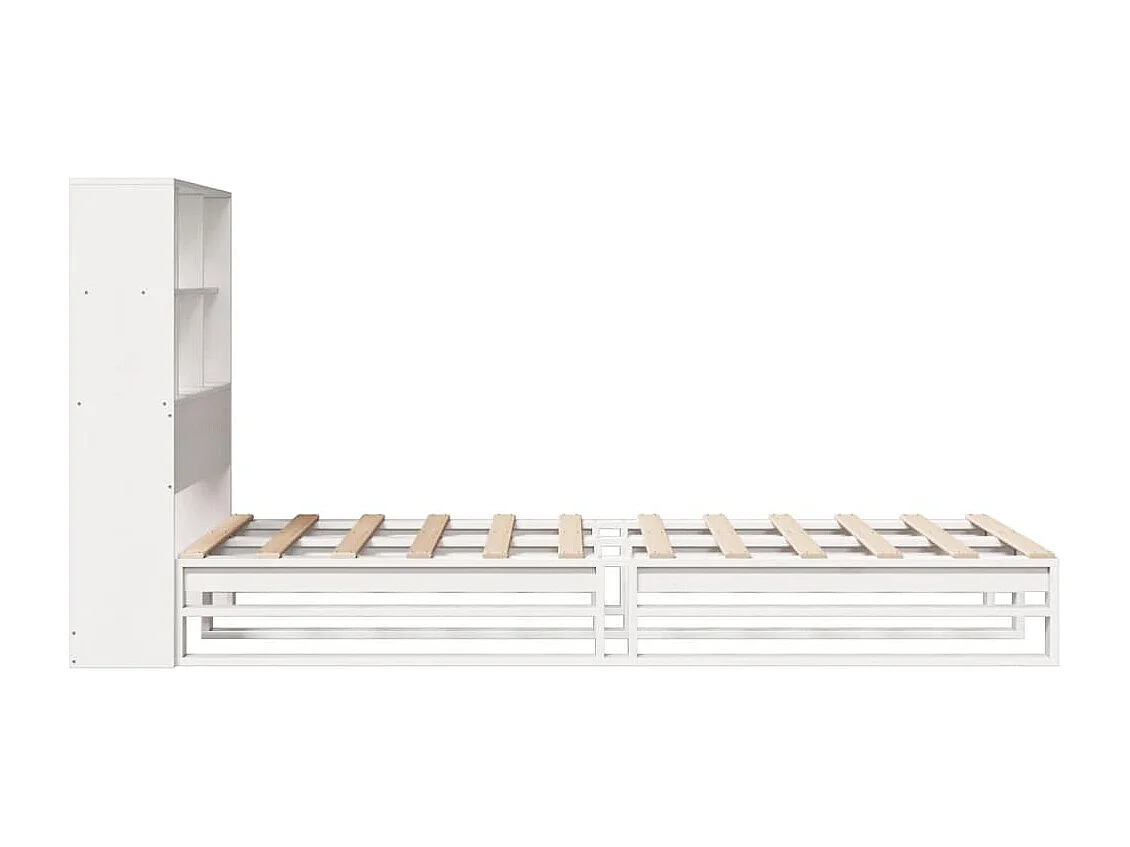 Bed met boekenkastukkenzonder matras massief hout wit 90x190 cm