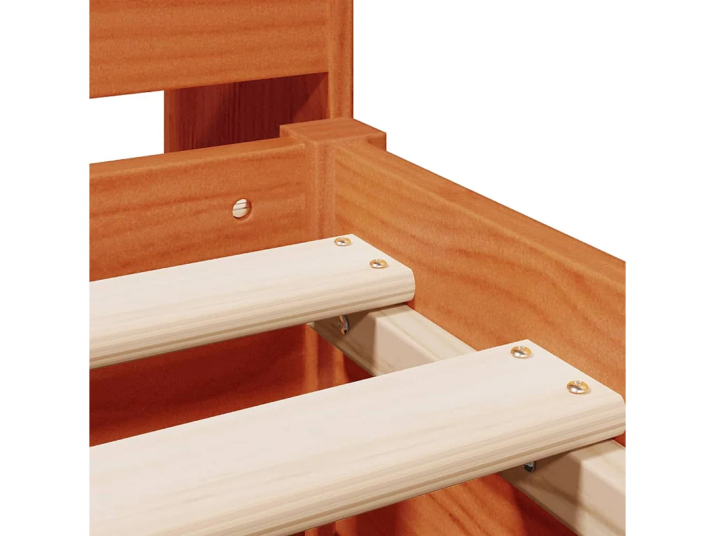 Bed met boekenkast zonder matras grenenhout wasbruin 180x200 cm