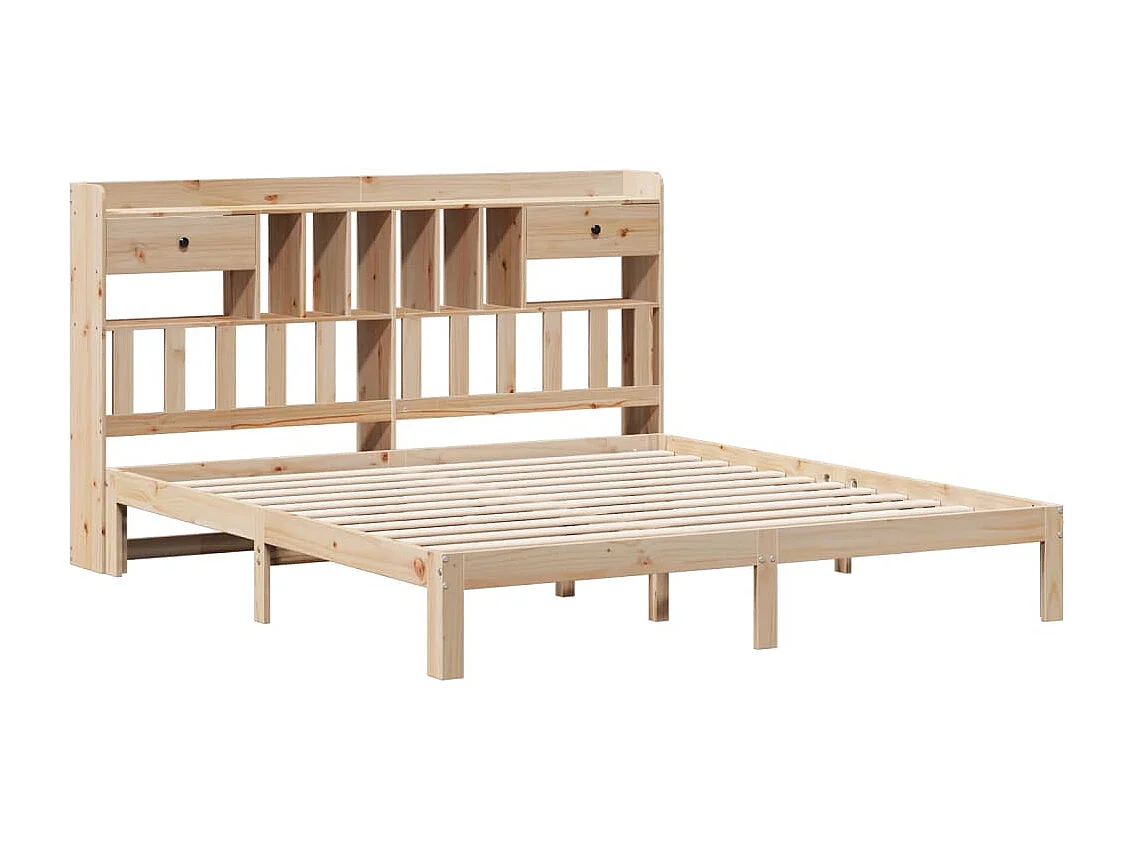 Bed met boekenkast zonder matras massief grenenhout 180x200 cm