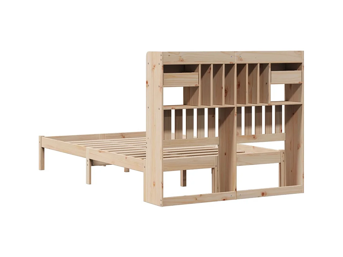 Bed met boekenkastukkenzonder matras massief grenenhout 135x190 cm