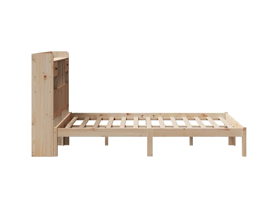 Bed met boekenkastukkenzonder matras massief grenenhout 135x190 cm