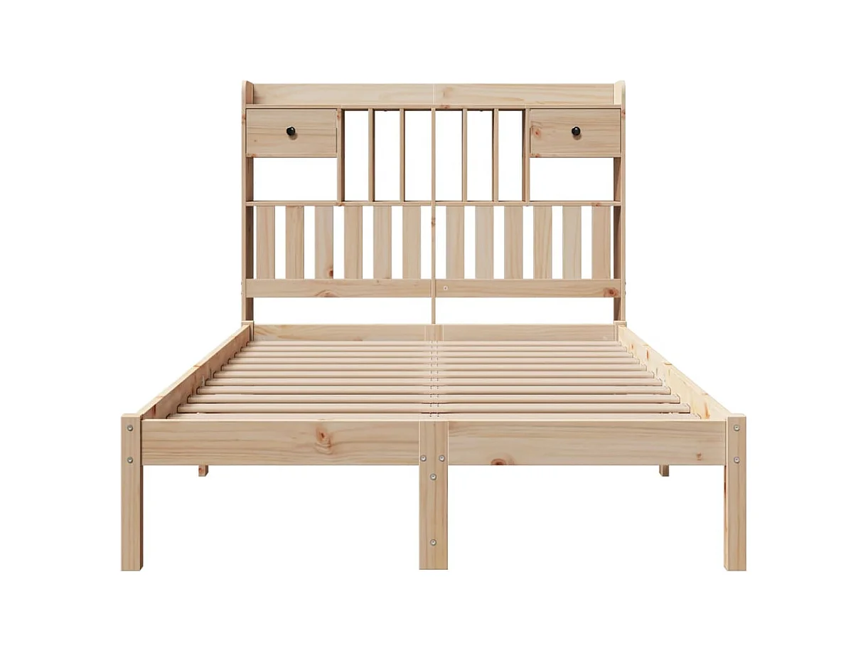Bed met boekenkastukkenzonder matras massief grenenhout 135x190 cm
