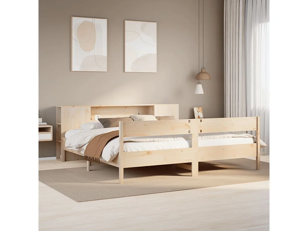 Cama com estante sem colchão 180x200 cm pinho maciço