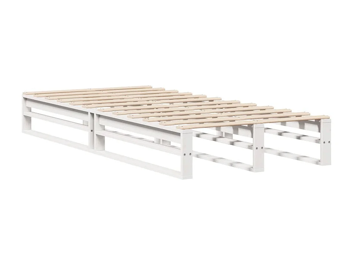 Cama con estantería sin colchón madera maciza blanca 90x190 cm