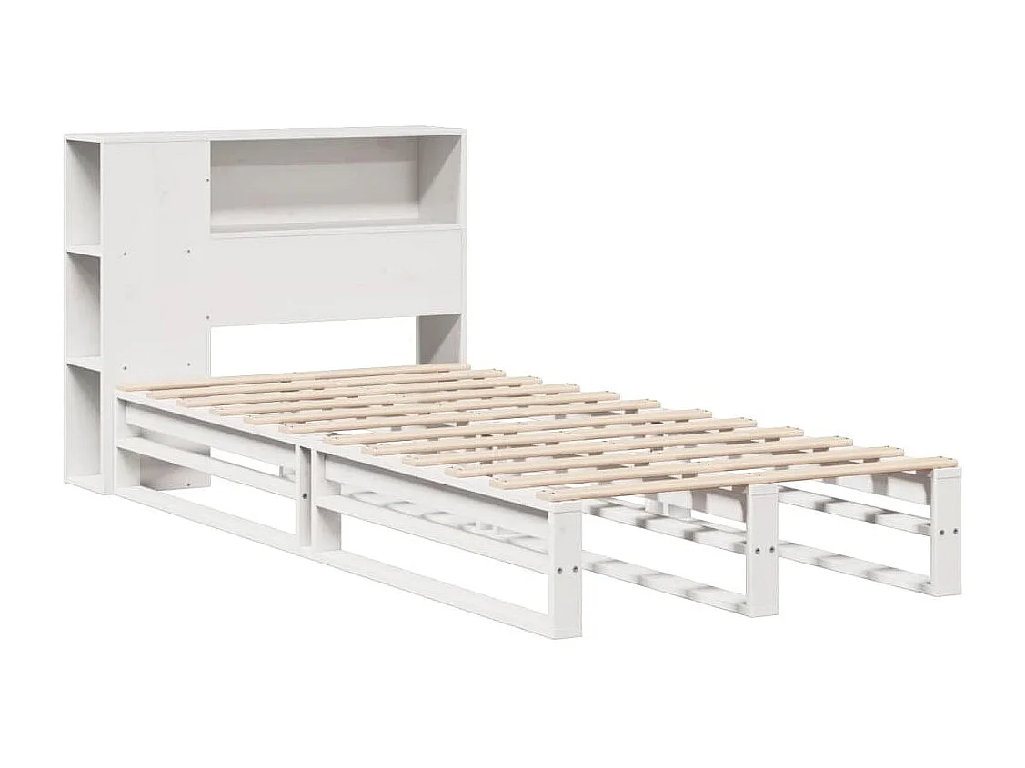 Cama com estante sem colchão 90x190 cm madeira maciça branco