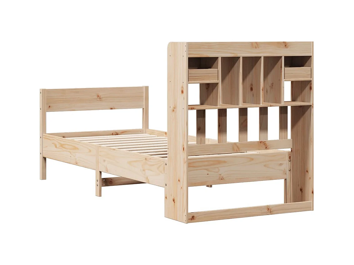 Bed met boekenkastukkenzonder matras massief grenenhout 75x190 cm