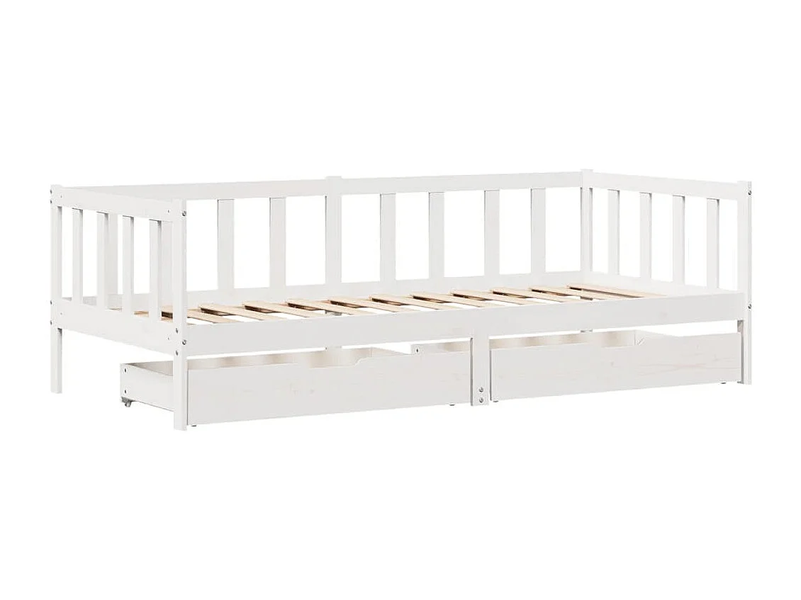 Sofá-cama c/ gavetas 90x190 cm madeira de pinho maciça branco