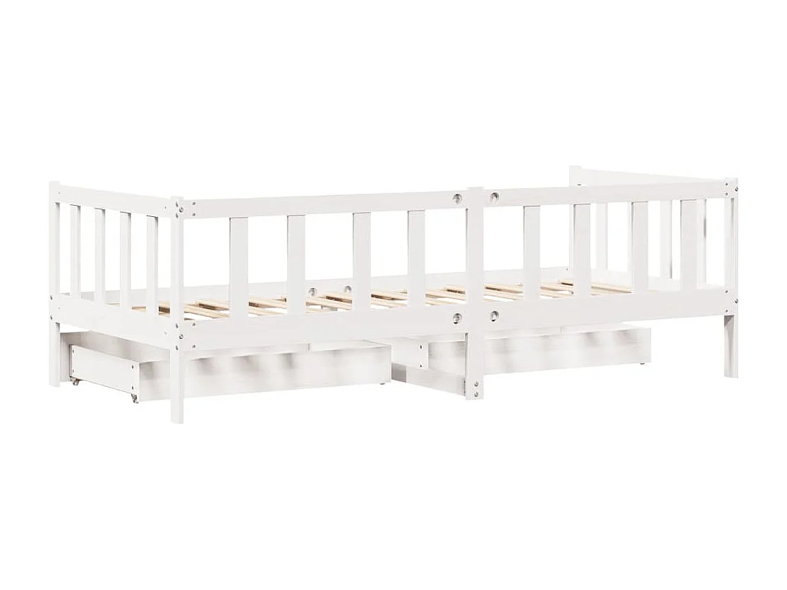 Sofá-cama c/ gavetas 90x190 cm madeira de pinho maciça branco