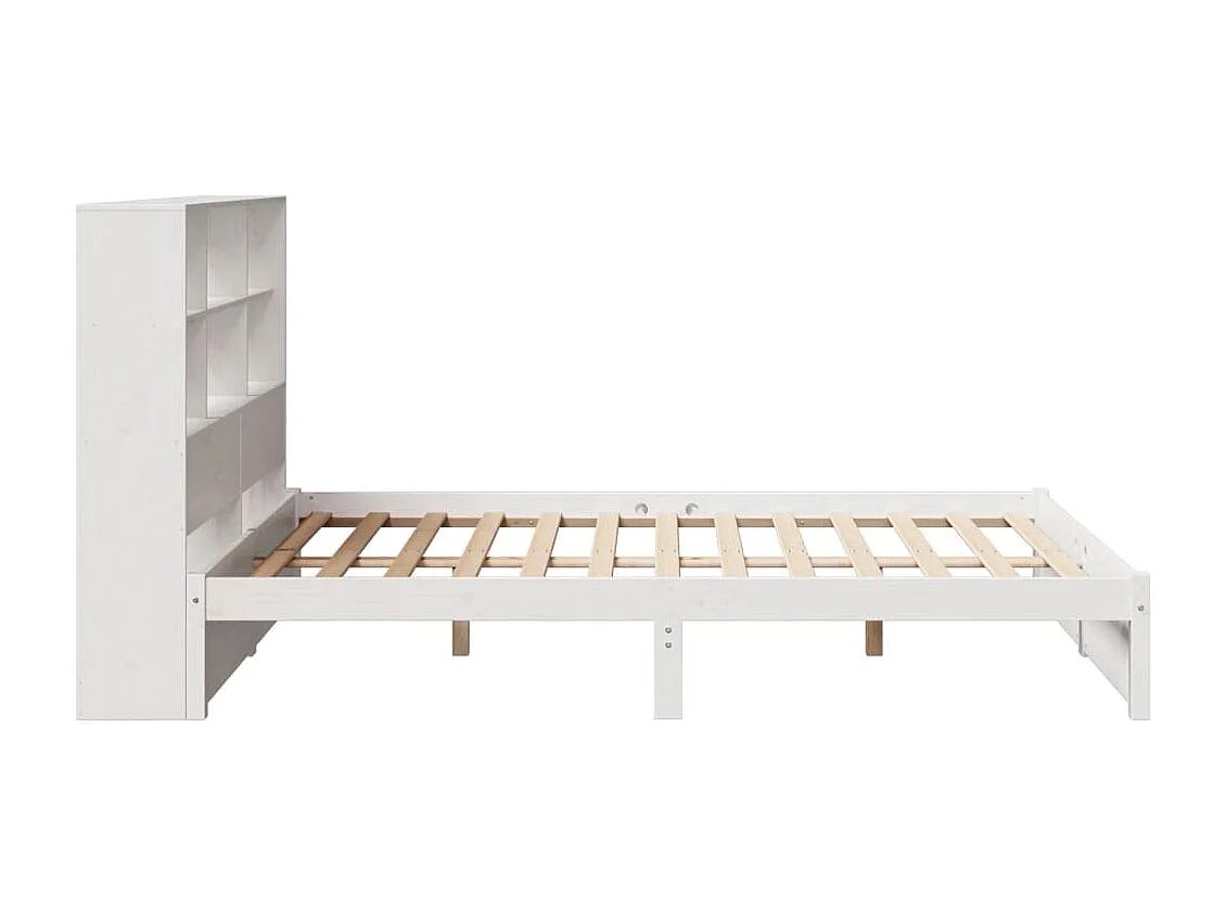 Bed met boekenkast zonder matras grenenhout wit 160x200 cm