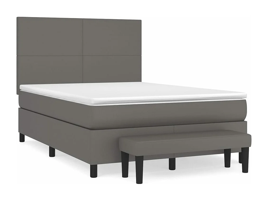 Boxspring met matras kunstleer grijs 140x190 cm