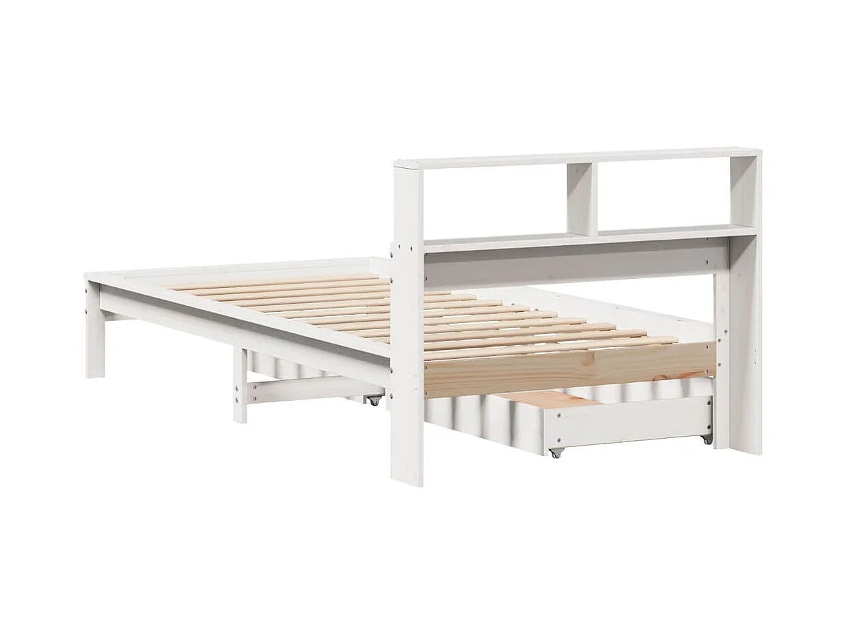 Cama com estante sem colchão 100x200 cm pinho maciço branco