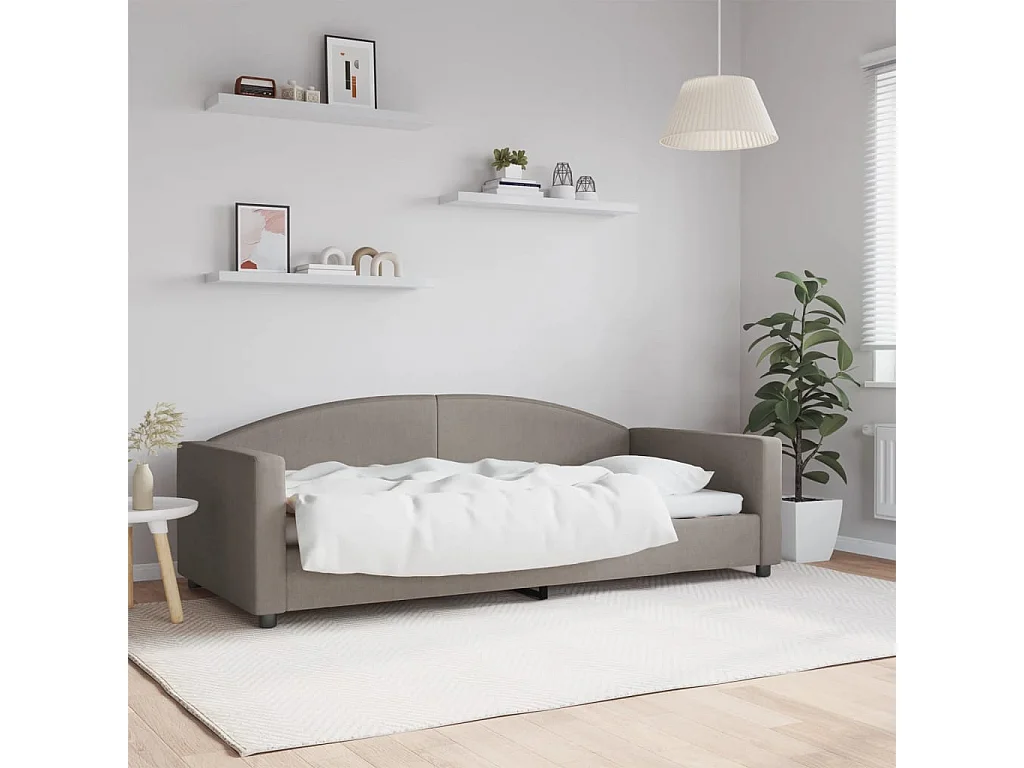 Sofá cama tela gris taupe 90x200 cm