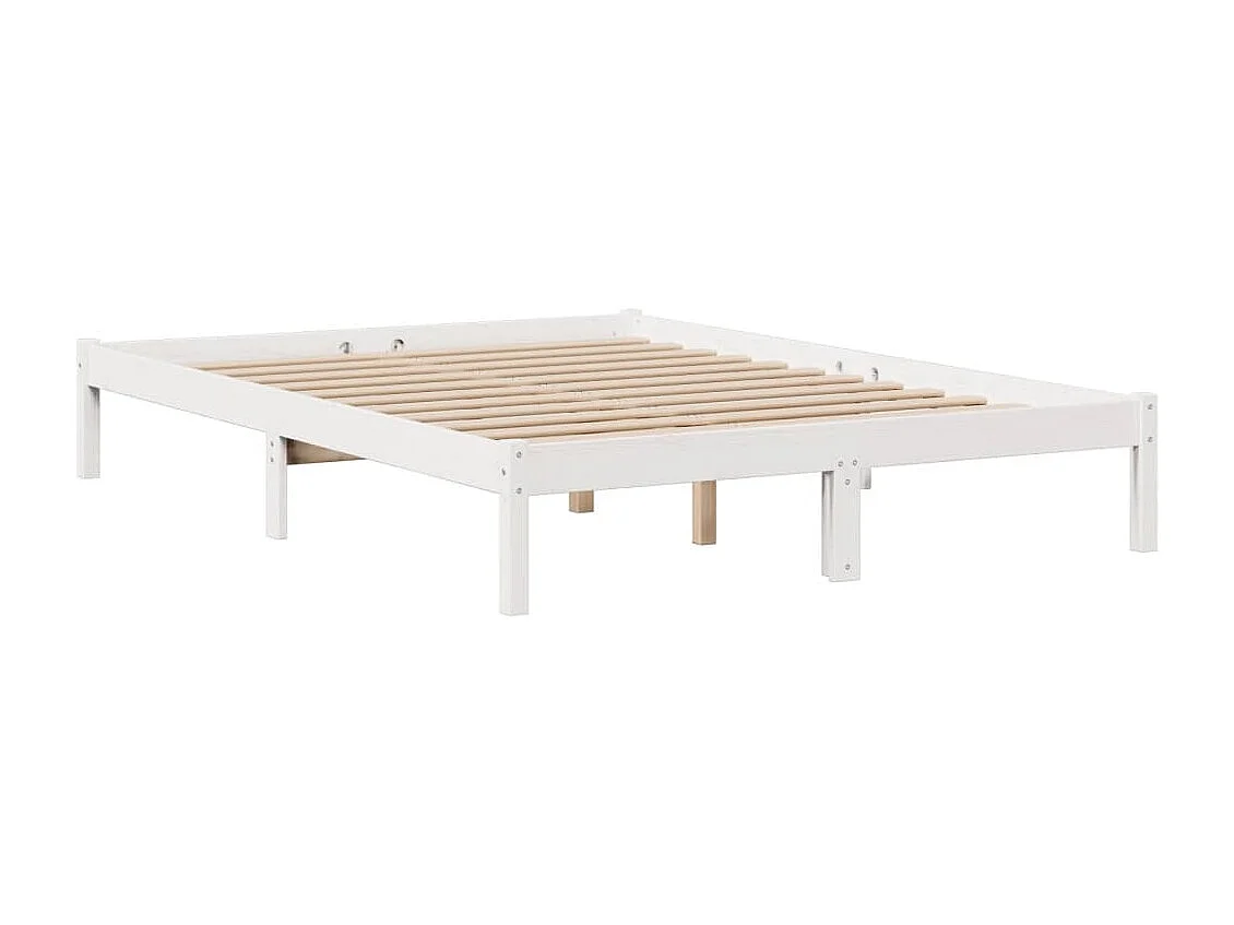 Cama con estantería sin colchón madera maciza blanca 140x190 cm
