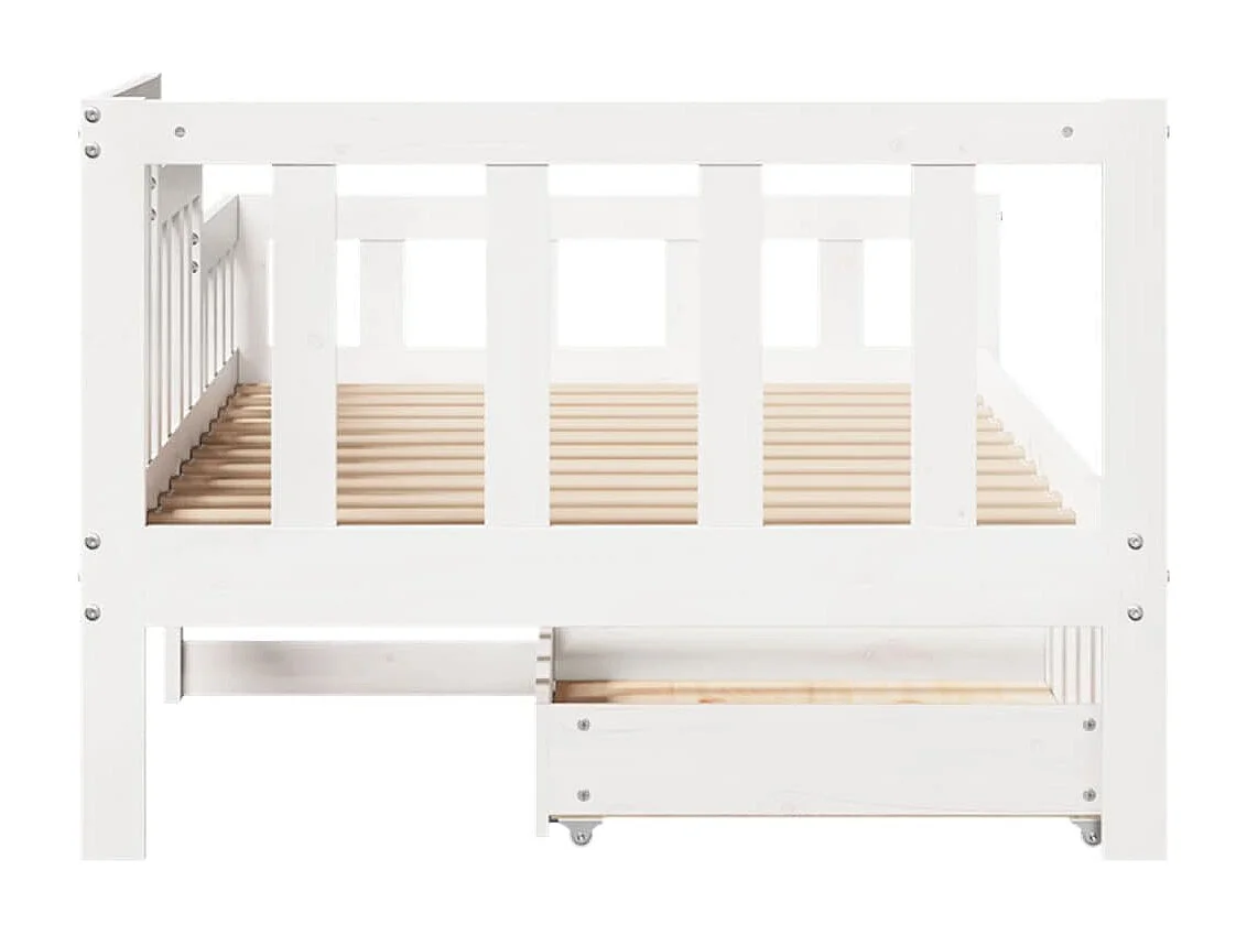 Sofá cama con cajones madera maciza de pino 90x190 cm