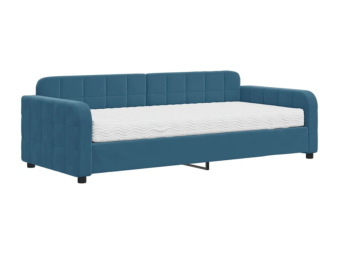 Sofá-cama com colchão 90x200 cm veludo azul