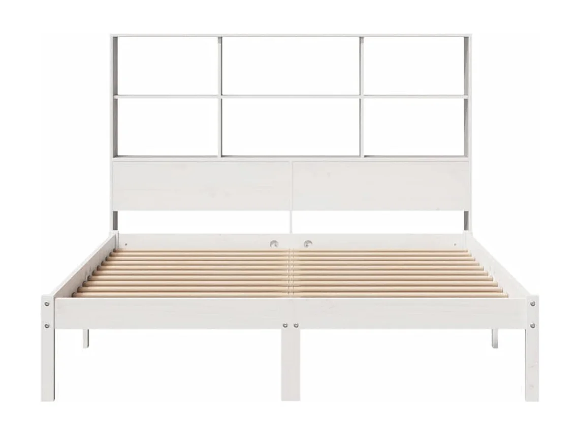 Cama com estante sem colchão 120x200 cm pinho maciço branco