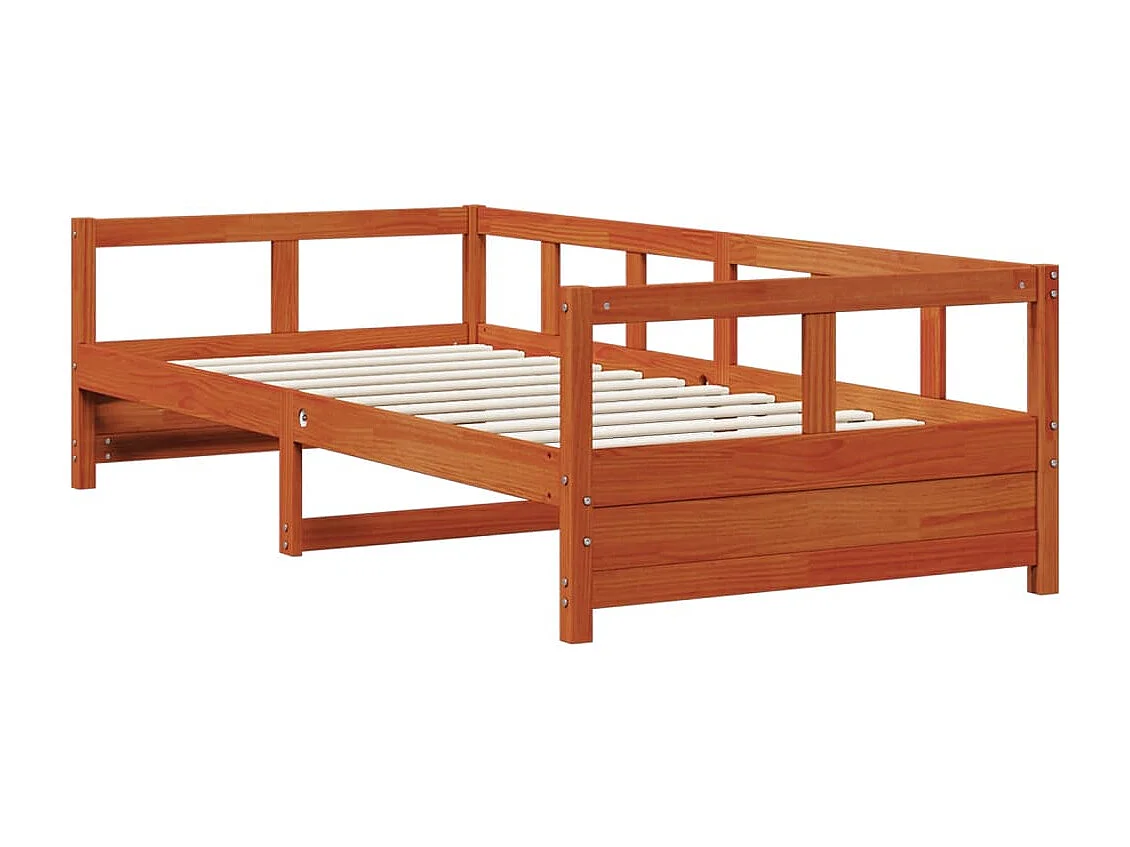 Slaapbank zonder matras 90x200 cm massief grenenhout wasbruin