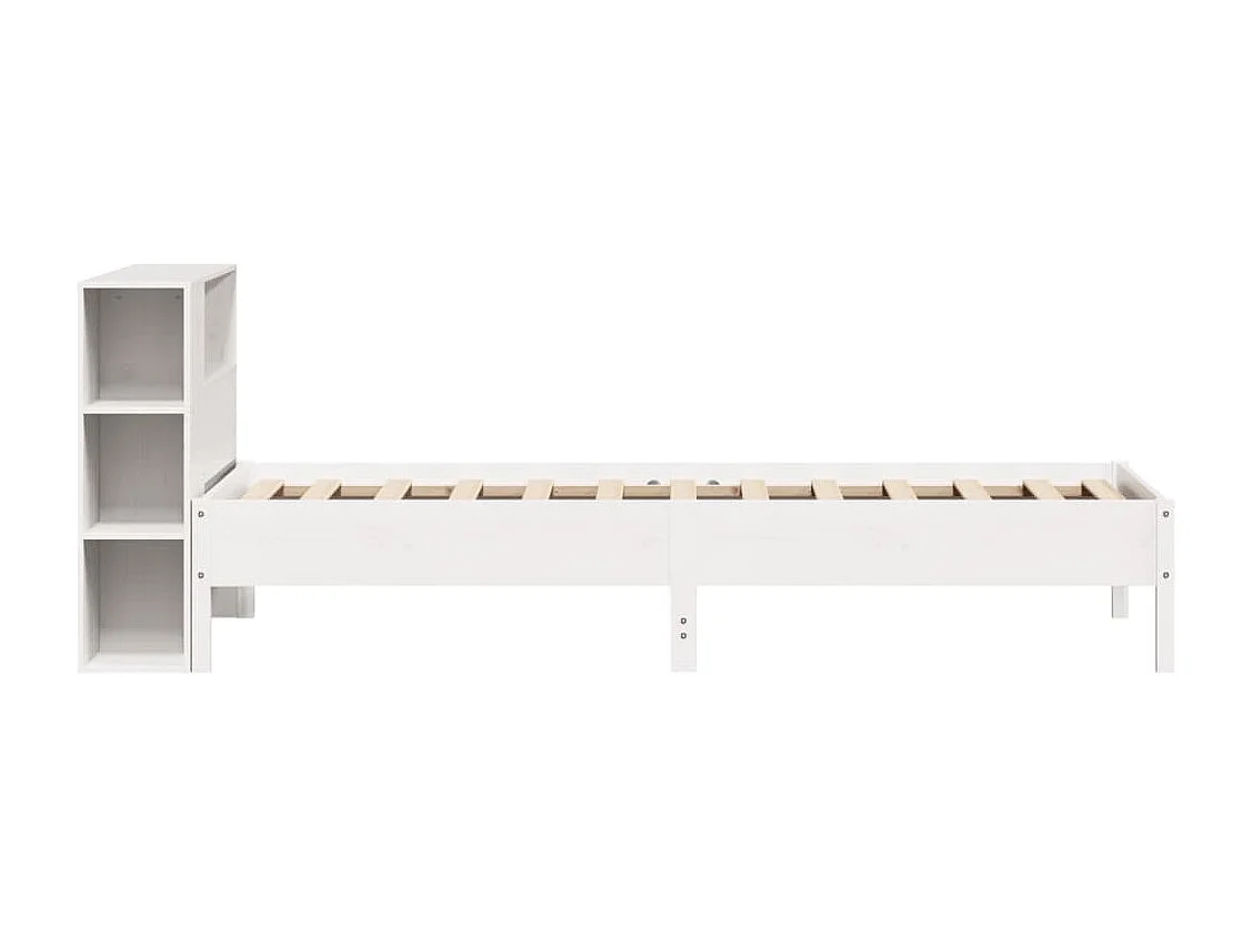 Bed met boekenkastukkenzonder matras grenenhout wit 90x200 cm