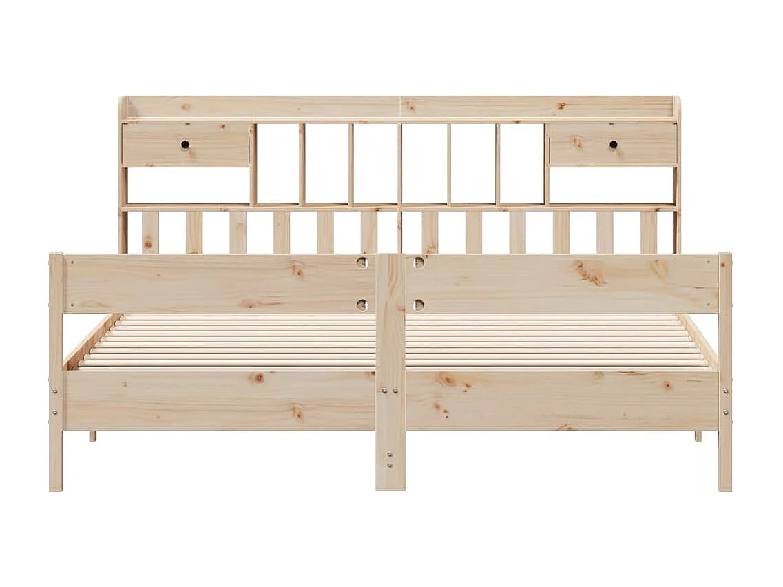 Cama con estantería sin colchón madera maciza de pino 180x200cm