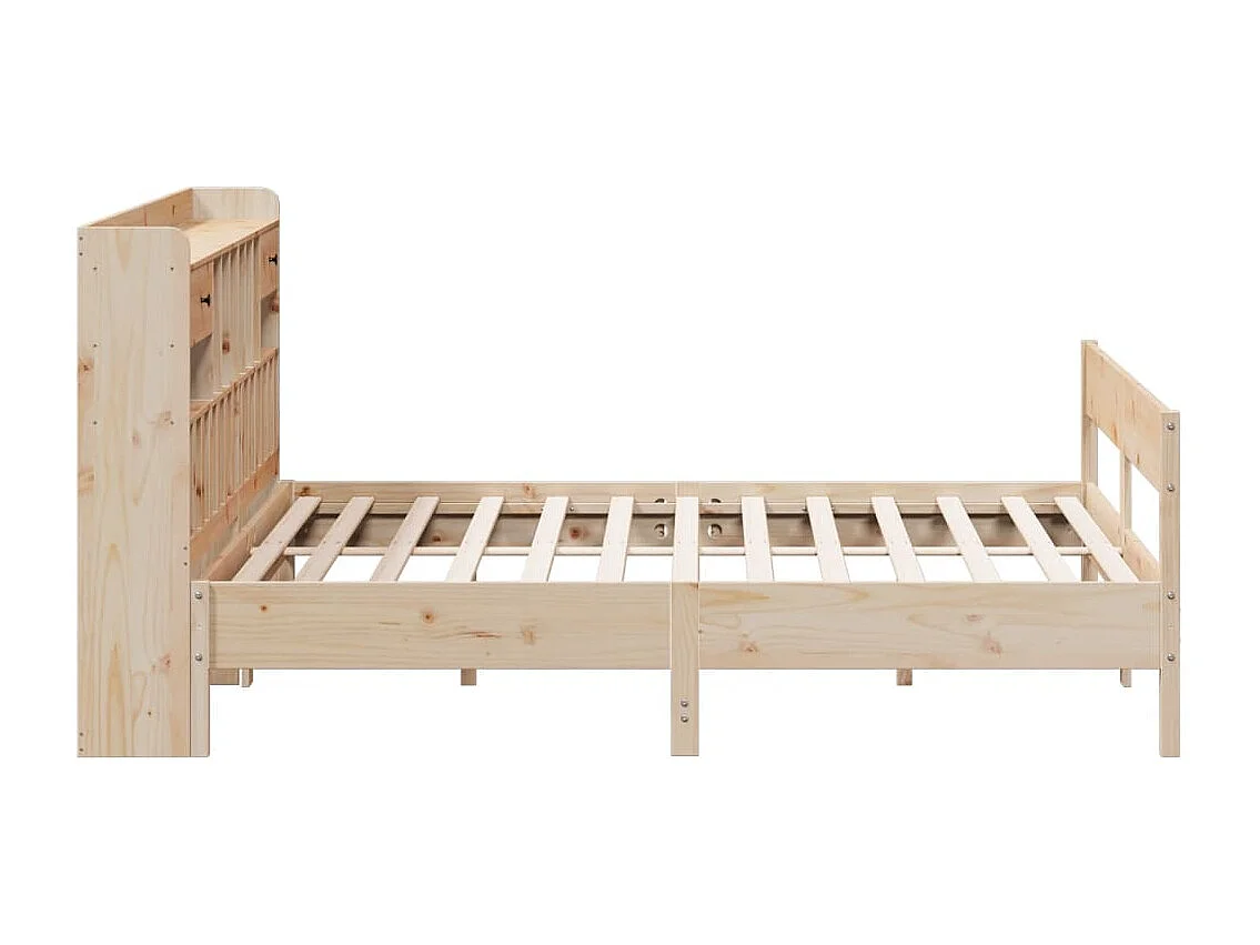 Cama con estantería sin colchón madera maciza de pino 180x200cm