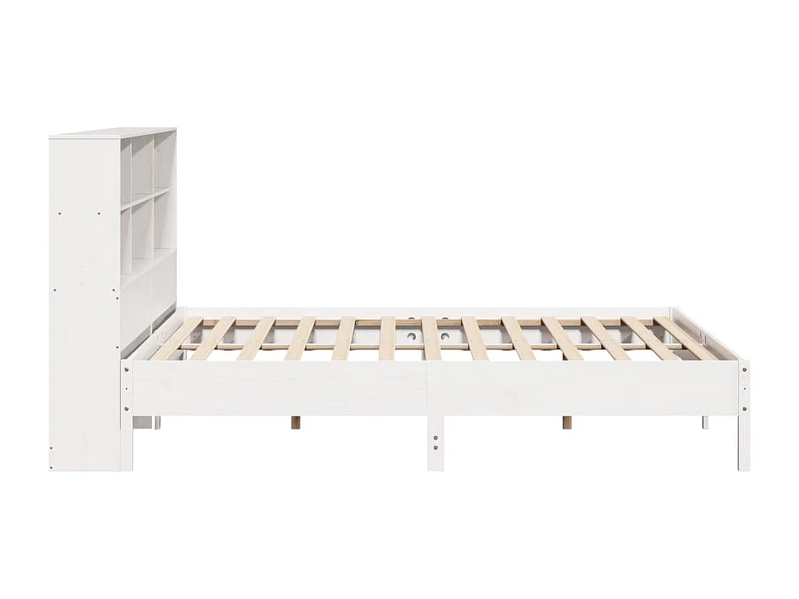 Cama con estantería sin colchón madera maciza blanca 180x200 cm