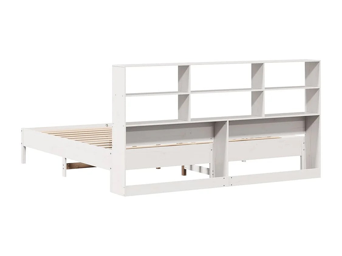 Cama con estantería sin colchón madera maciza blanca 180x200 cm