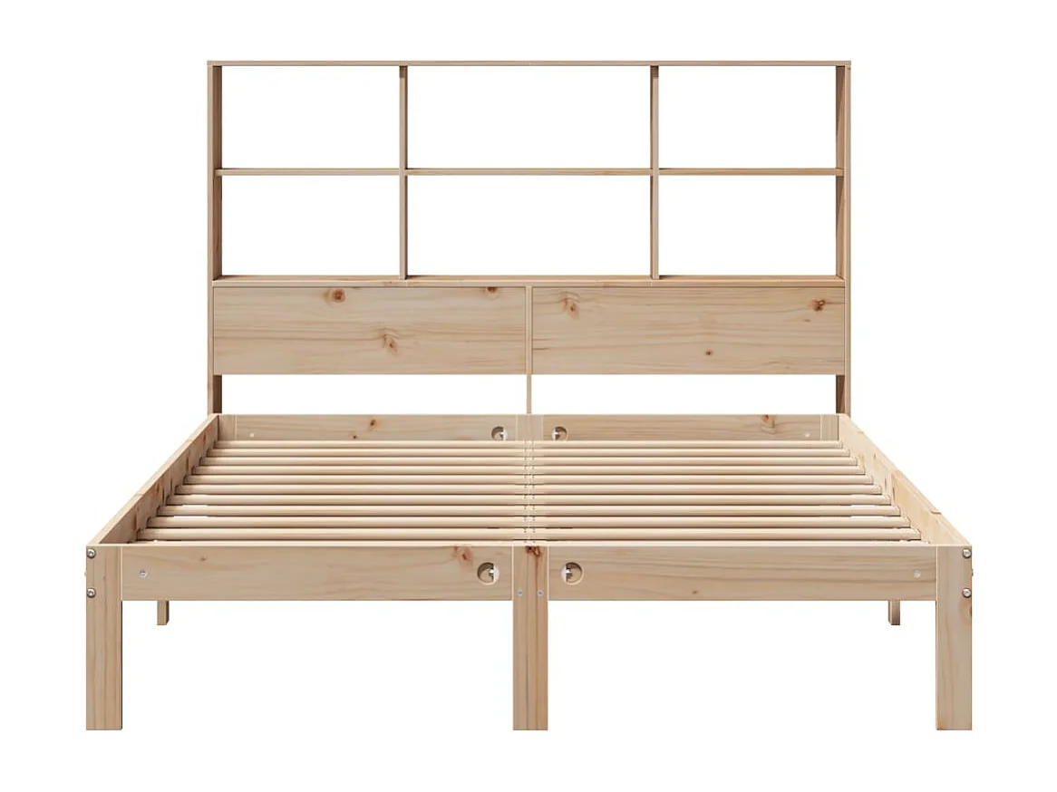 Cama con estantería sin colchón madera maciza de pino 140x200cm