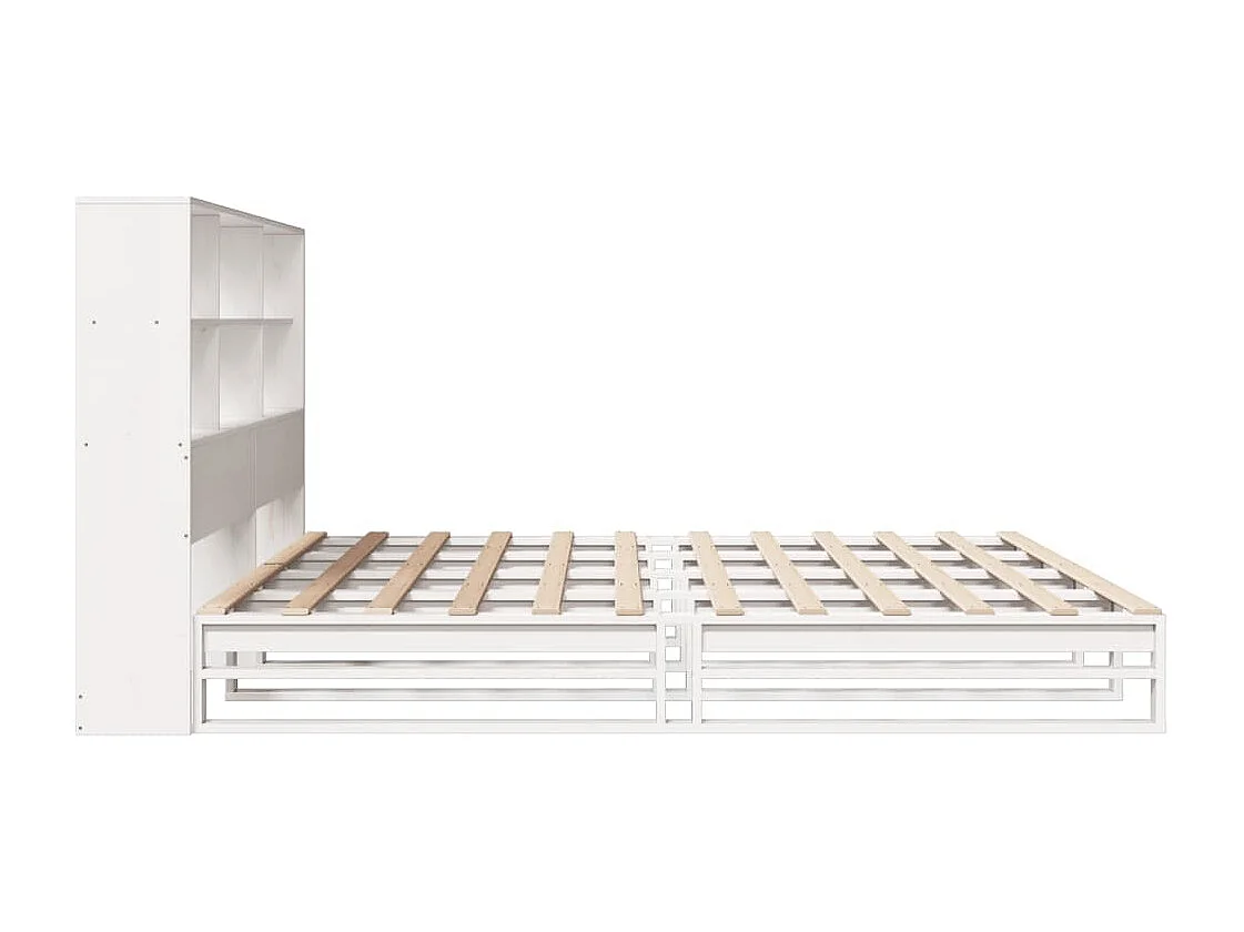 Cama con estantería sin colchón madera maciza blanca 180x200 cm
