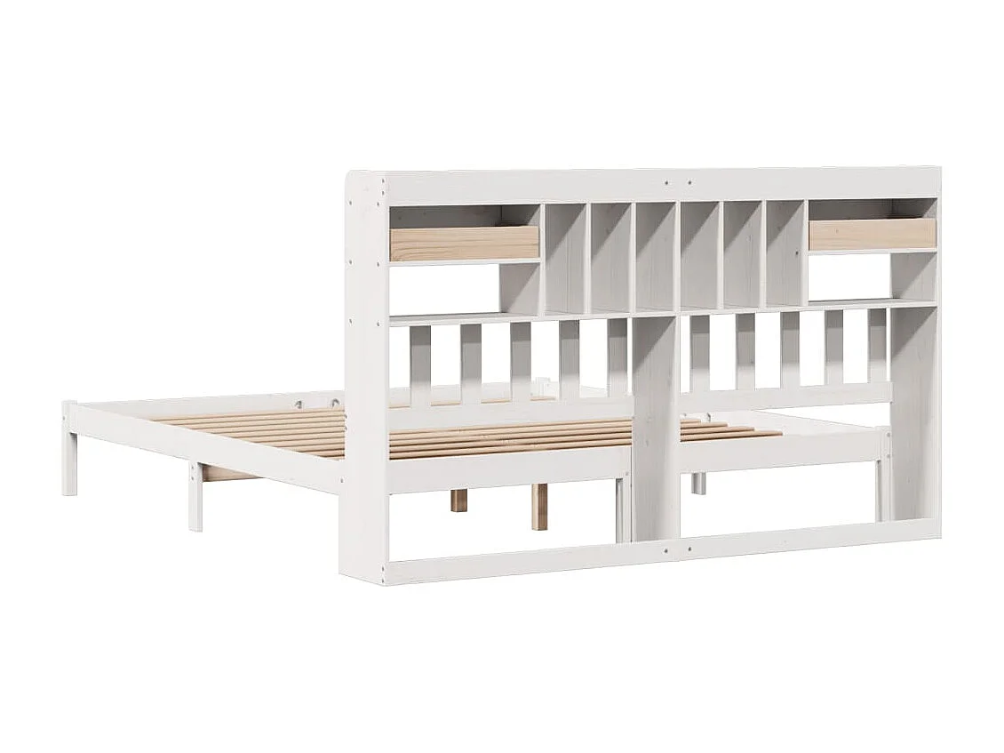 Bed met boekenkast zonder matras grenenhout wit 180x200 cm