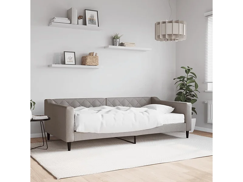 Sofá-cama com colchão 100x200 cm tecido cinzento-acastanhado