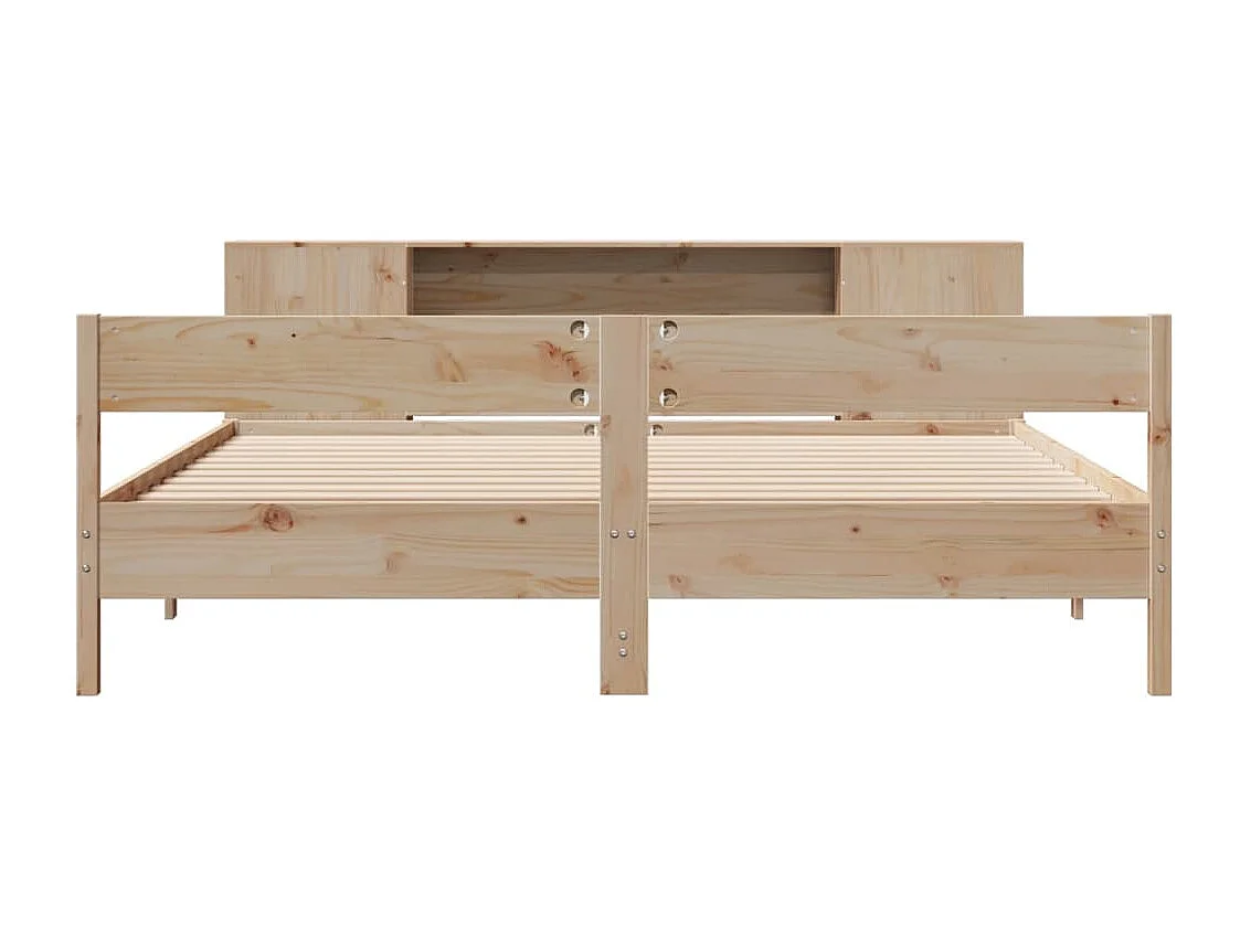 Bed met boekenkast zonder matras massief grenenhout 200x200 cm