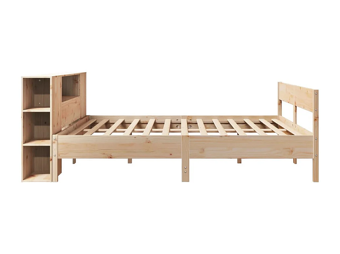 Bed met boekenkast zonder matras massief grenenhout 200x200 cm