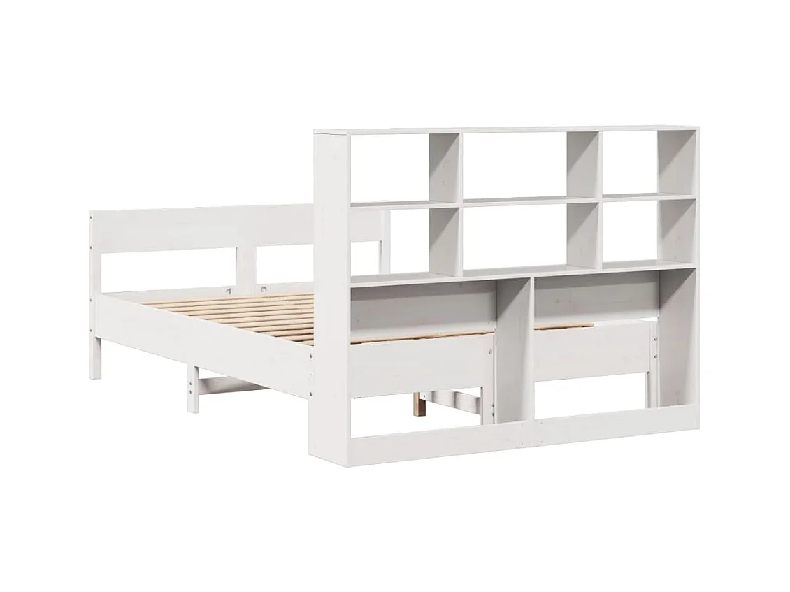Bed met boekenkast zonder matras grenenhout wit 120x190 cm