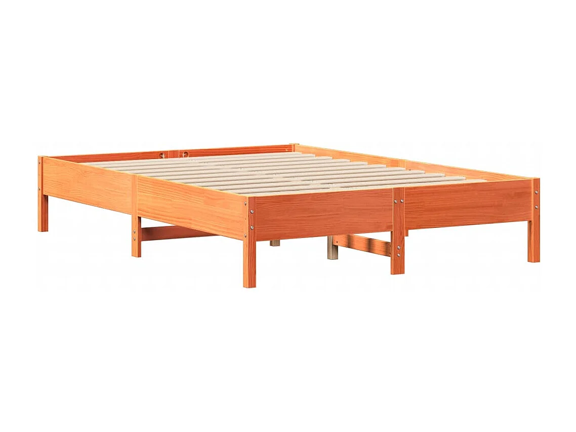 Bed met boekenkastukkenzonder matras grenenhout wasbruin 135x190 cm